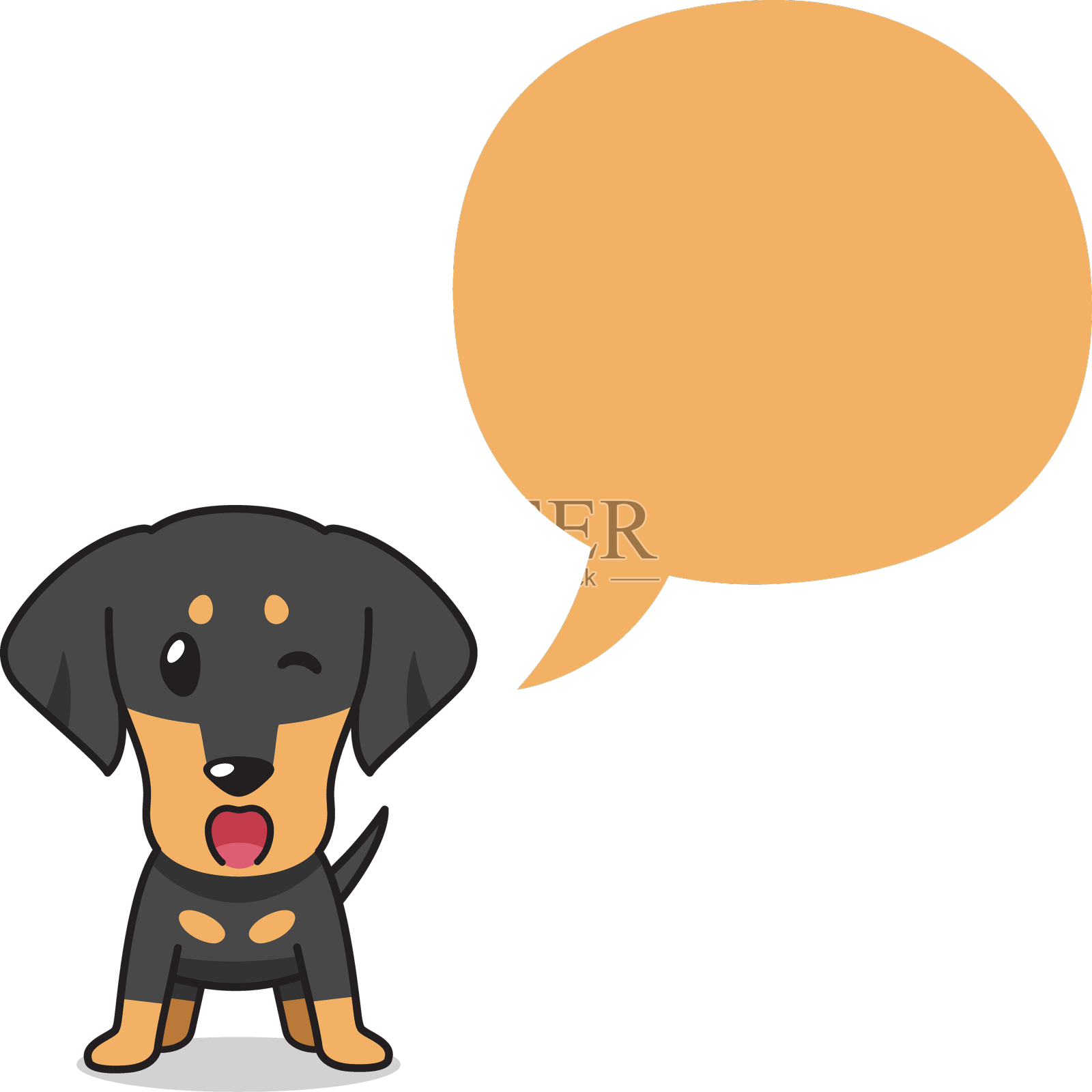 卡通人物达克斯猎犬与言语泡沫设计元素图片