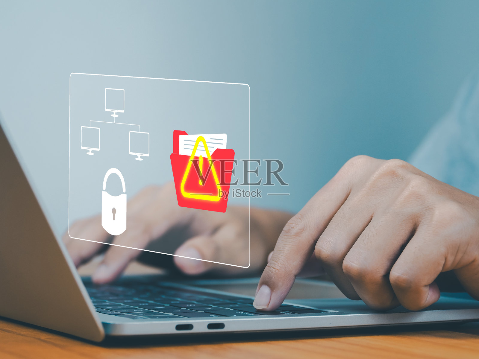 提醒有病毒或恶意软件危险的文件夹照片摄影图片