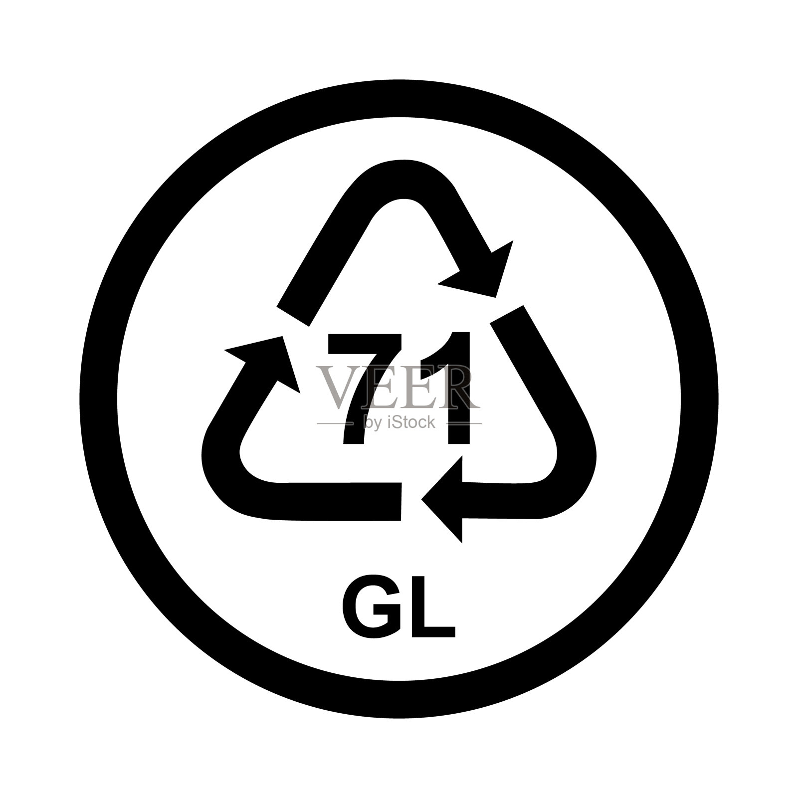 玻璃标志，生态回收标志隔离在白色背景上。包装废物图标插画图片素材