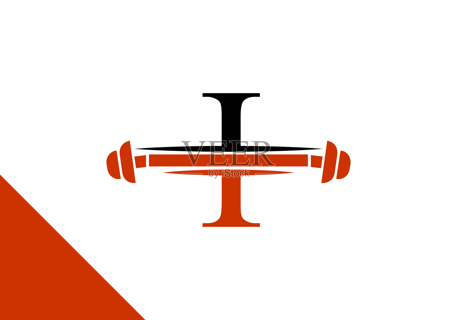 字母I标志与杠铃。健身矢量标志设计为健身房和健身插画图片素材