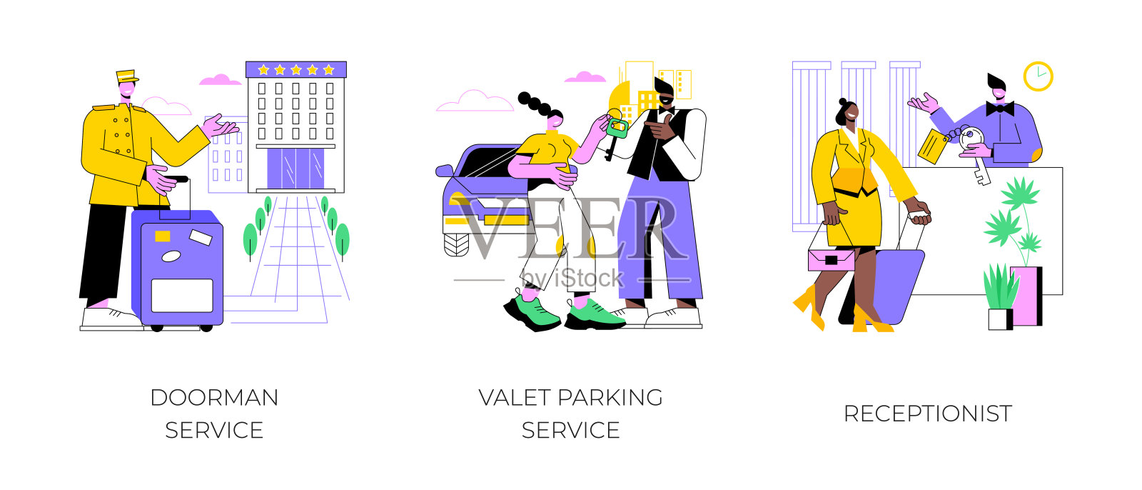 酒店服务隔离的卡通矢量插图。插画图片素材