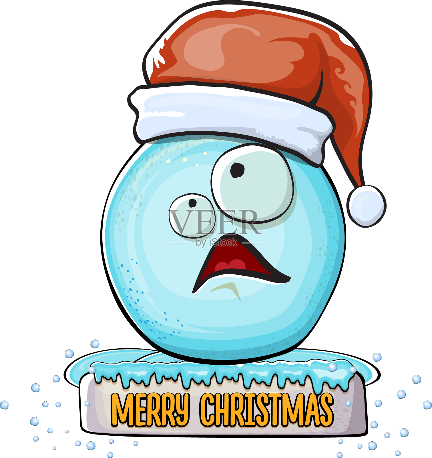 卡通雪球人物与红色的圣诞老人设计元素图片