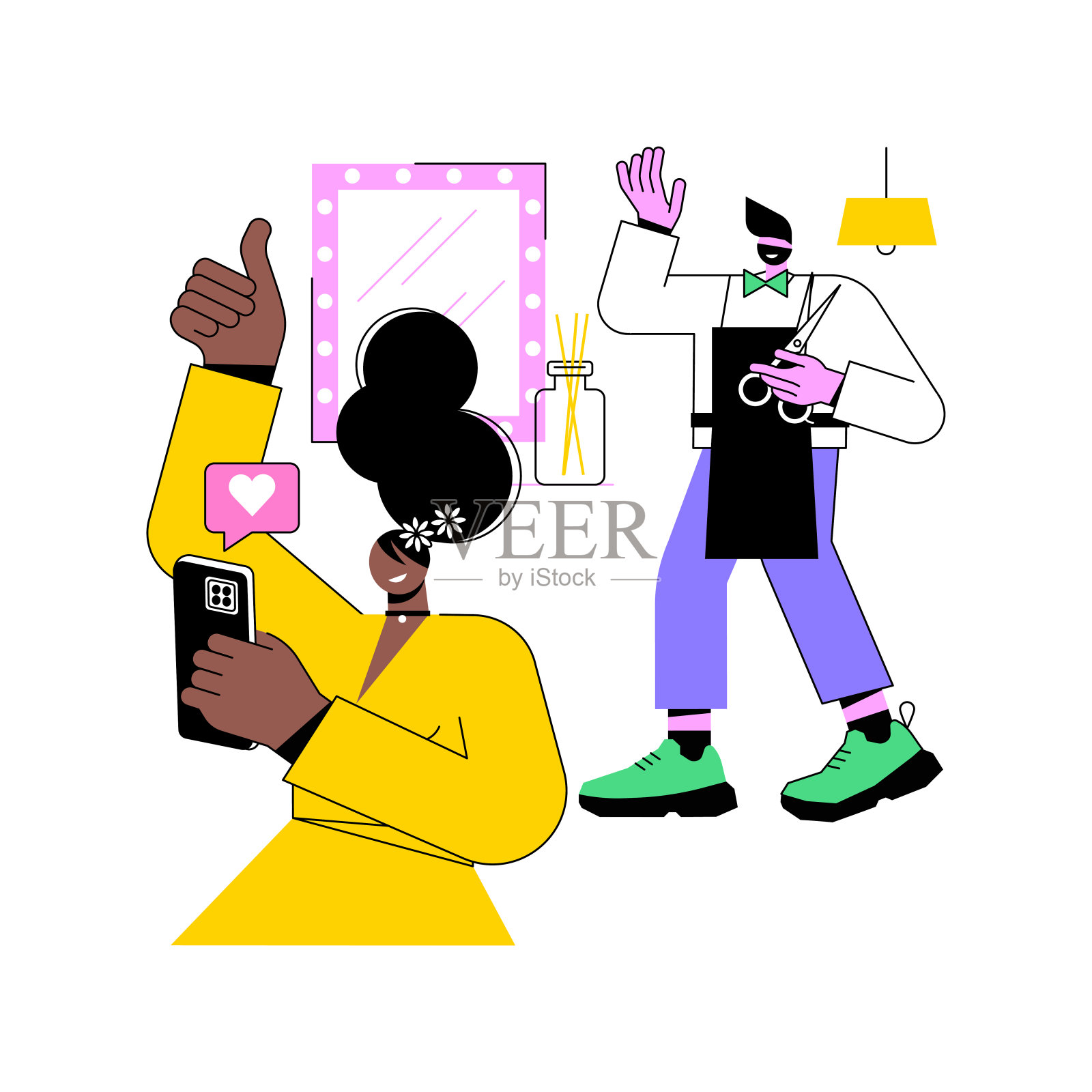 沙龙客户反馈孤立的卡通矢量插图。插画图片素材