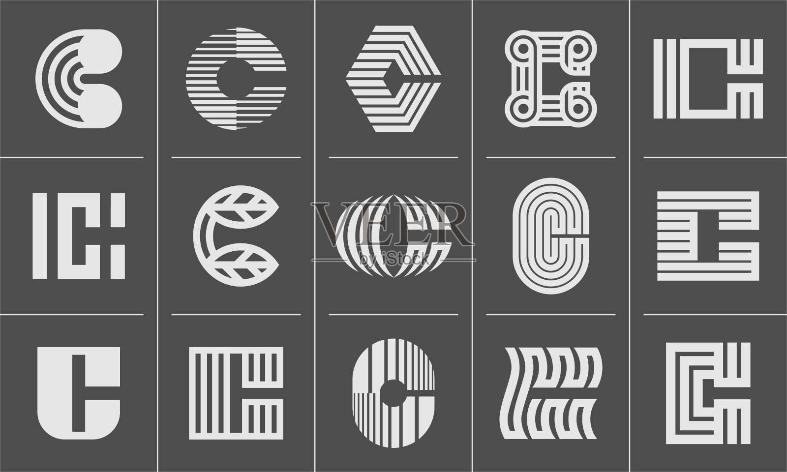 现代C线字母品牌图标设计集插画图片素材
