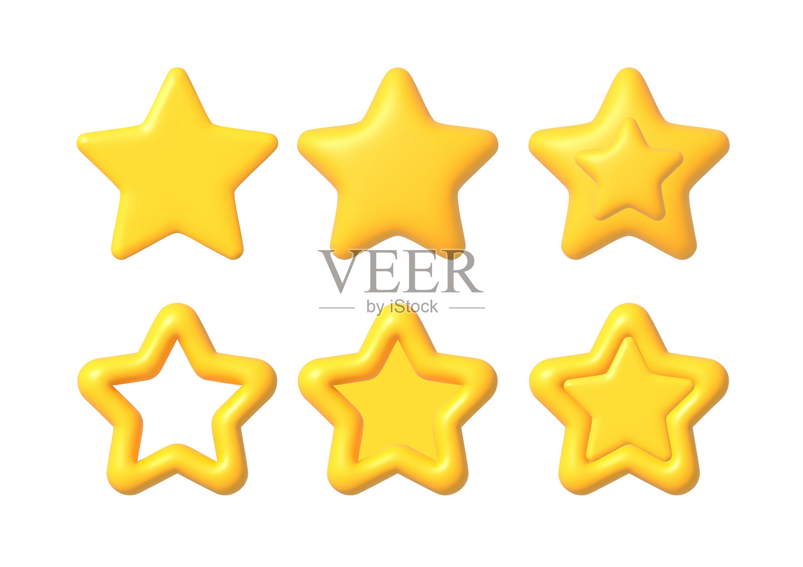矢量渲染黄色星形图标。插画图片素材