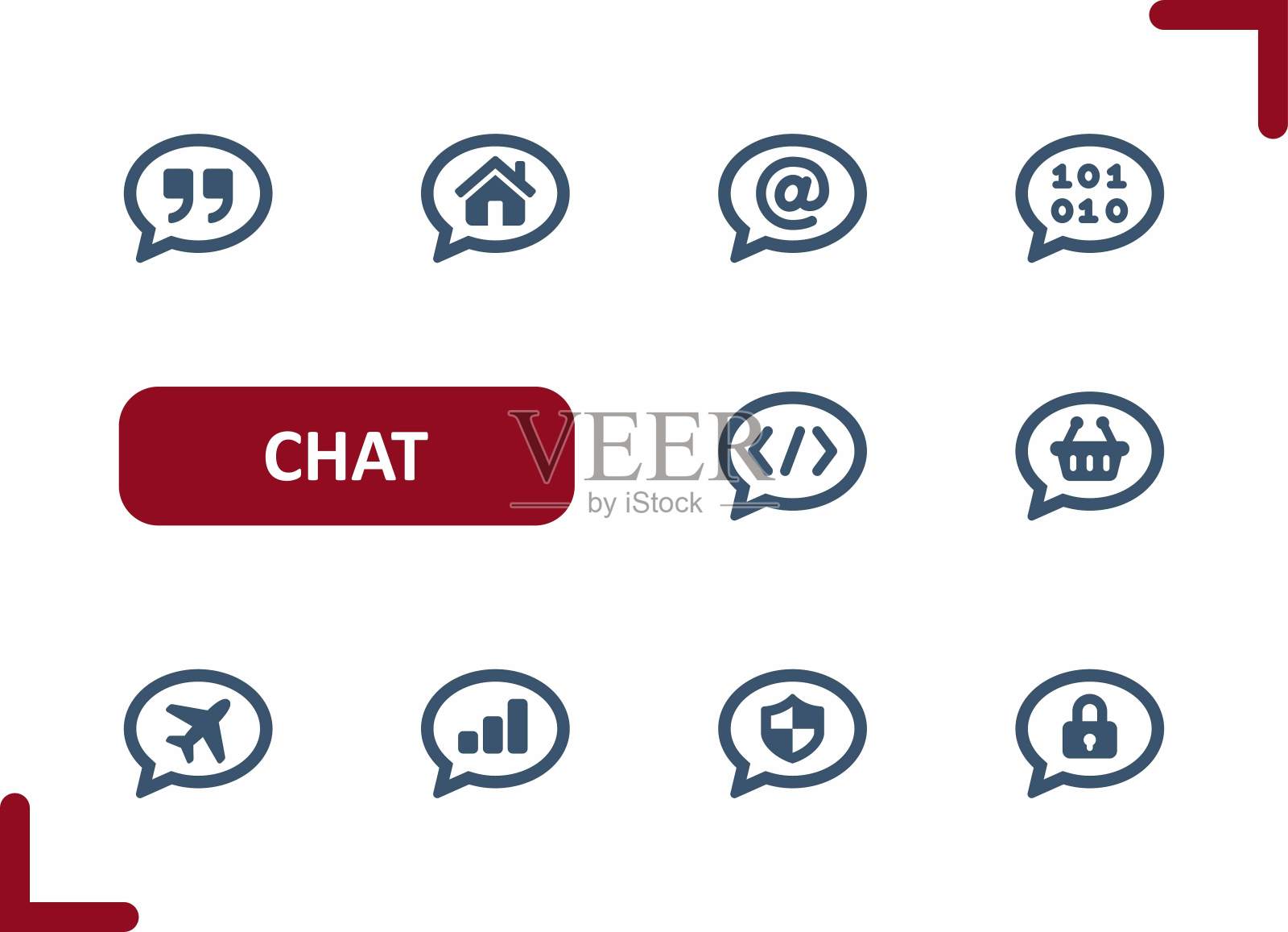 聊天气泡图标。语音气泡，消息，评论，对话，谈话，聊天图标插画图片素材