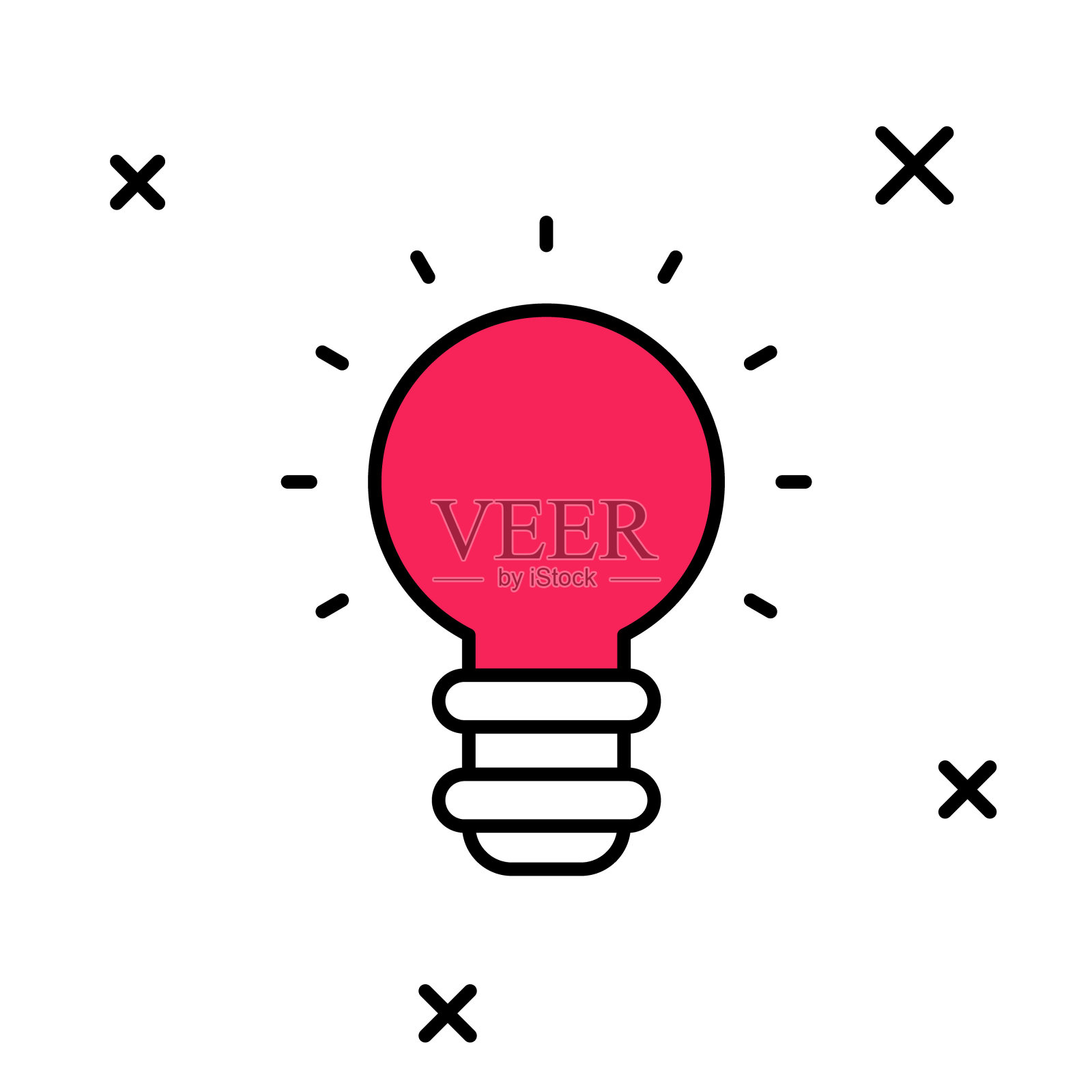 创意灯的光的想法图标孤立在白色的背景。概念启发思想，发明创造，有效思维，知识教育。向量插画图片素材