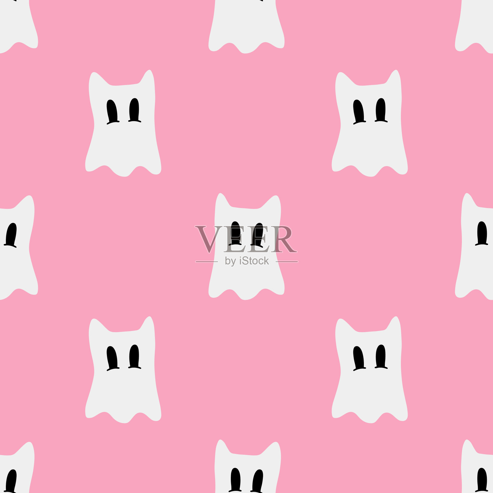 卡通鬼矢量无缝图案背景。插画图片素材