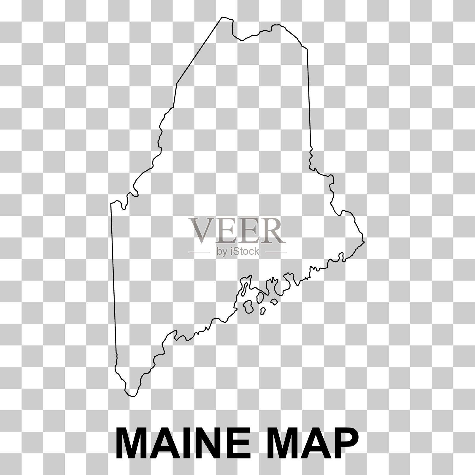 缅因州地图形状，美利坚合众国。平面概念图标符号矢量插图插画图片素材