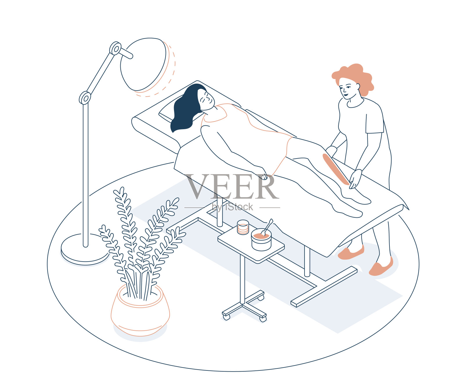 在沙龙打蜡-现代线条设计风格等距插图插画图片素材