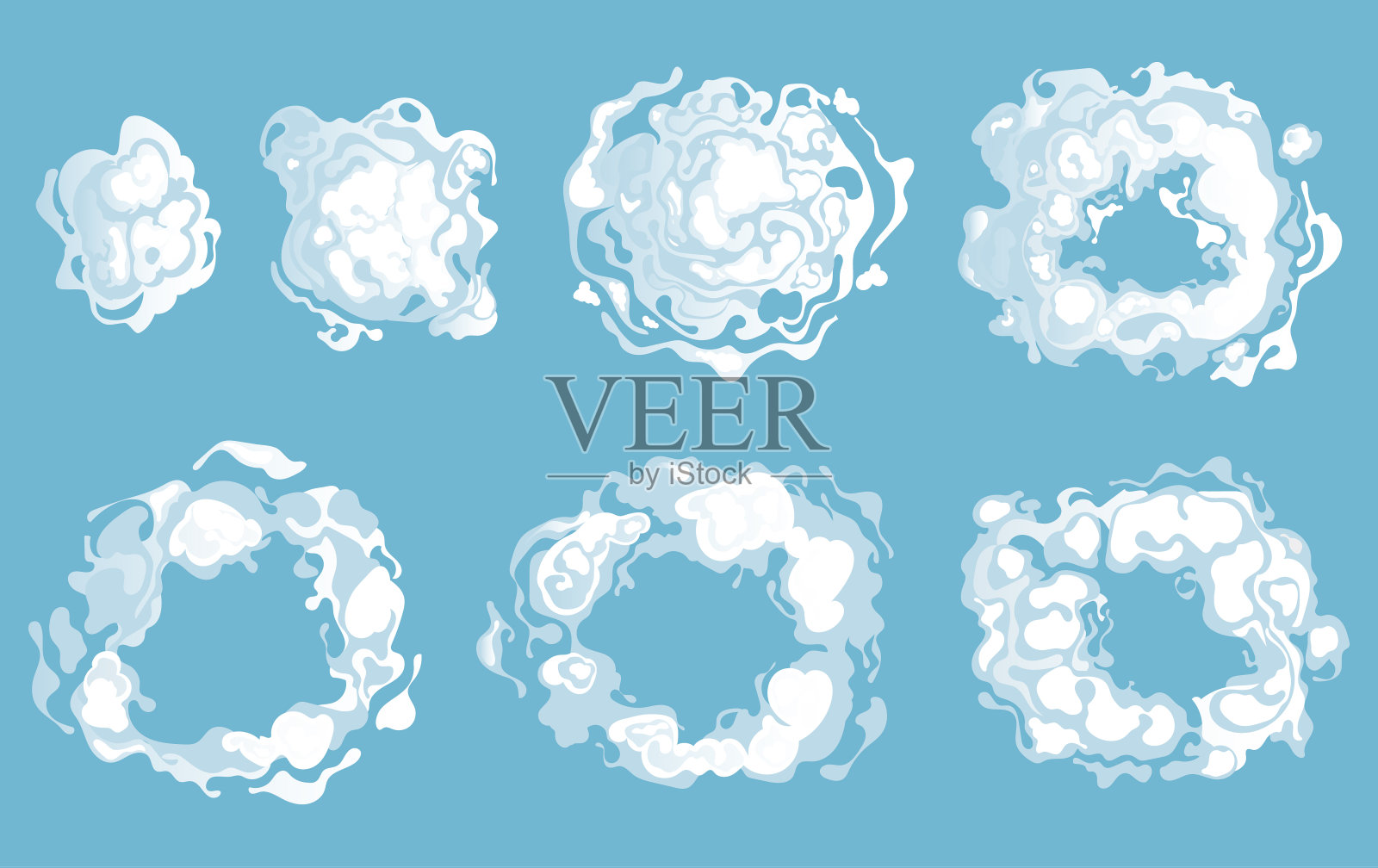 烟云卡通粉尘漫画蒸汽效果隔离集。矢量隔离图形设计插图插画图片素材