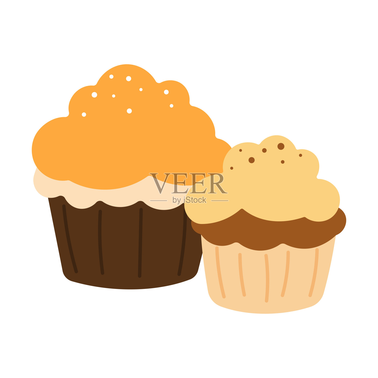 秋季或感恩节纸杯蛋糕甜点菜单插图插画图片素材