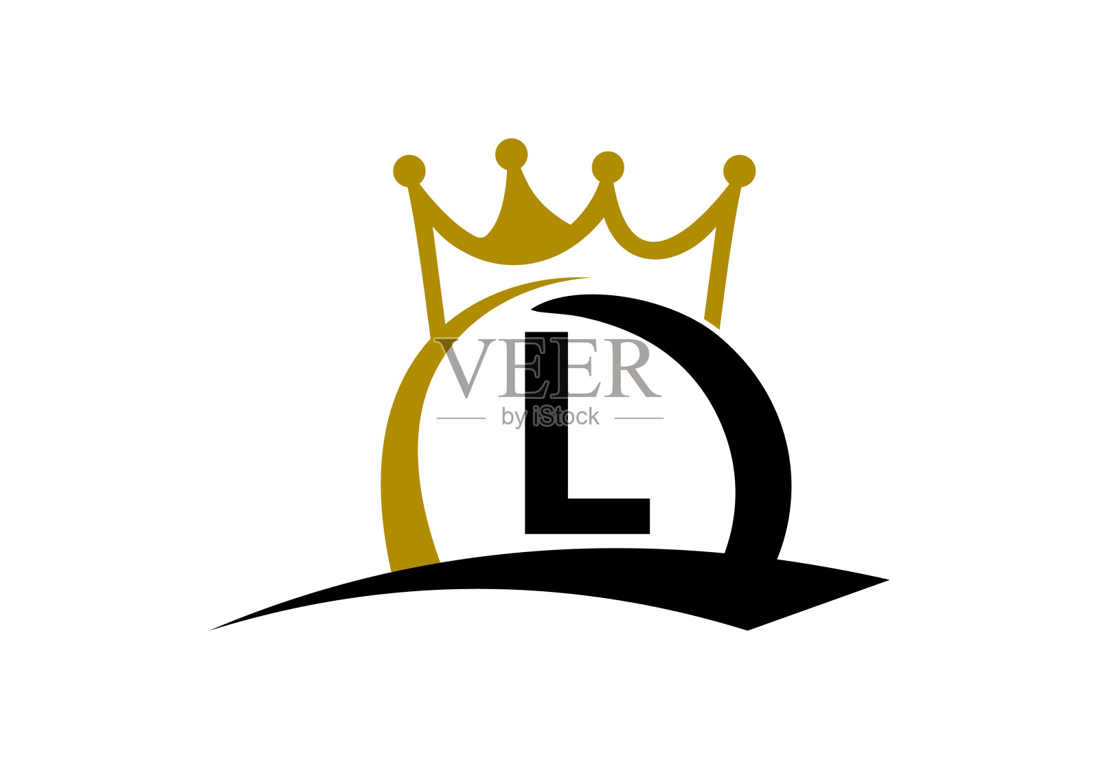 字母L国王皇冠标志设计矢量模板。插画图片素材