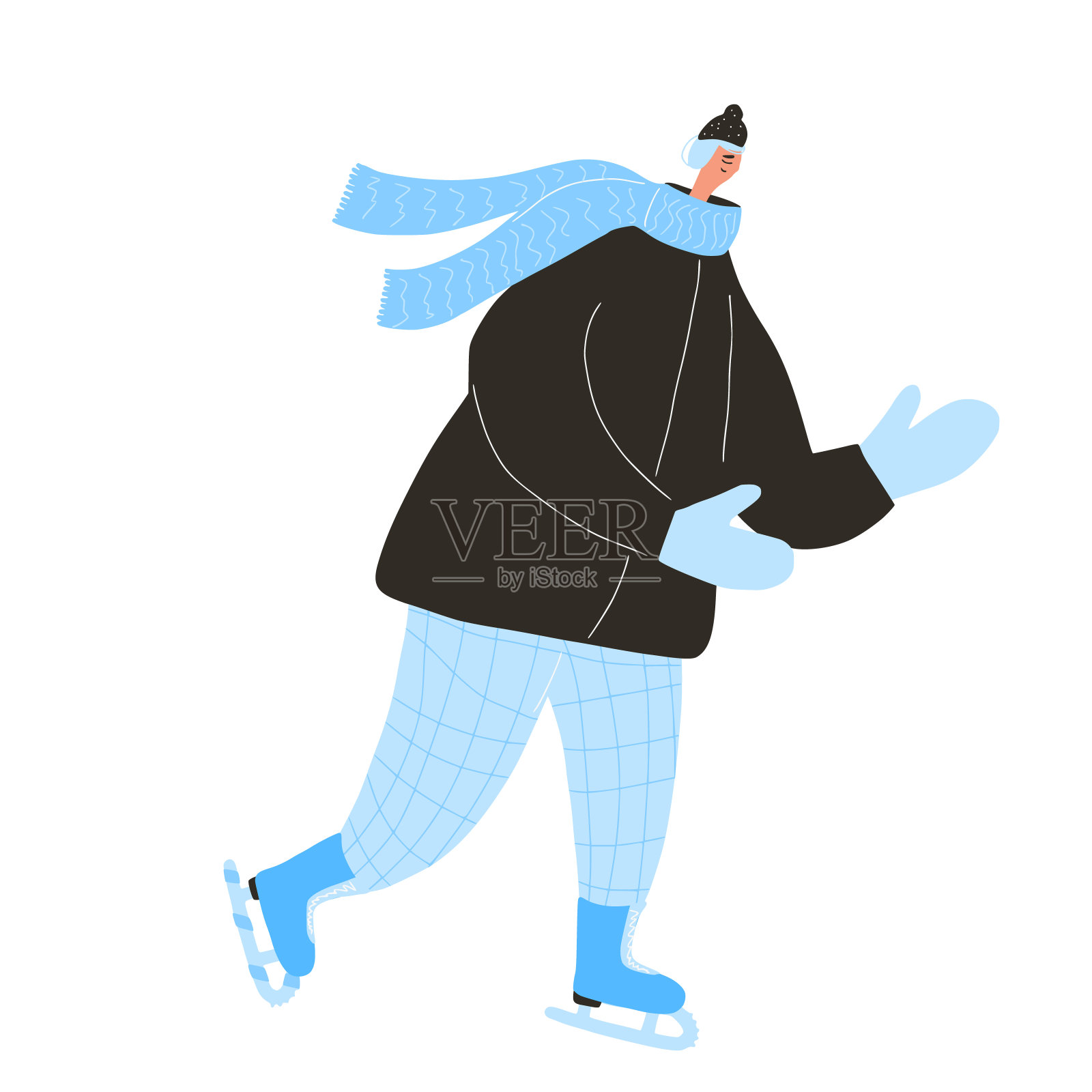 花样滑冰运动员。年轻的人物隔离在白色背景矢量插图。插画图片素材