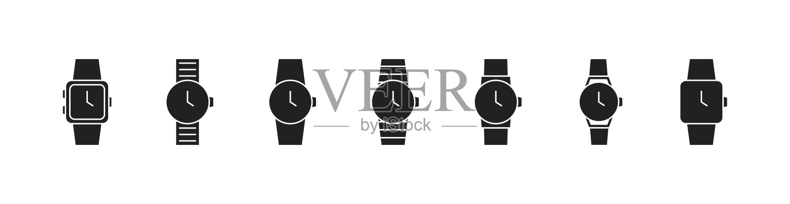 手表，手表，智能手表图标集。矢量EPS 10插画图片素材