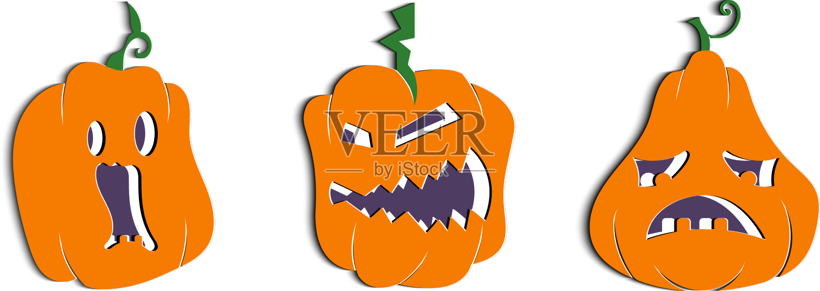 万圣节南瓜套装具有独特的表情设计元素图片
