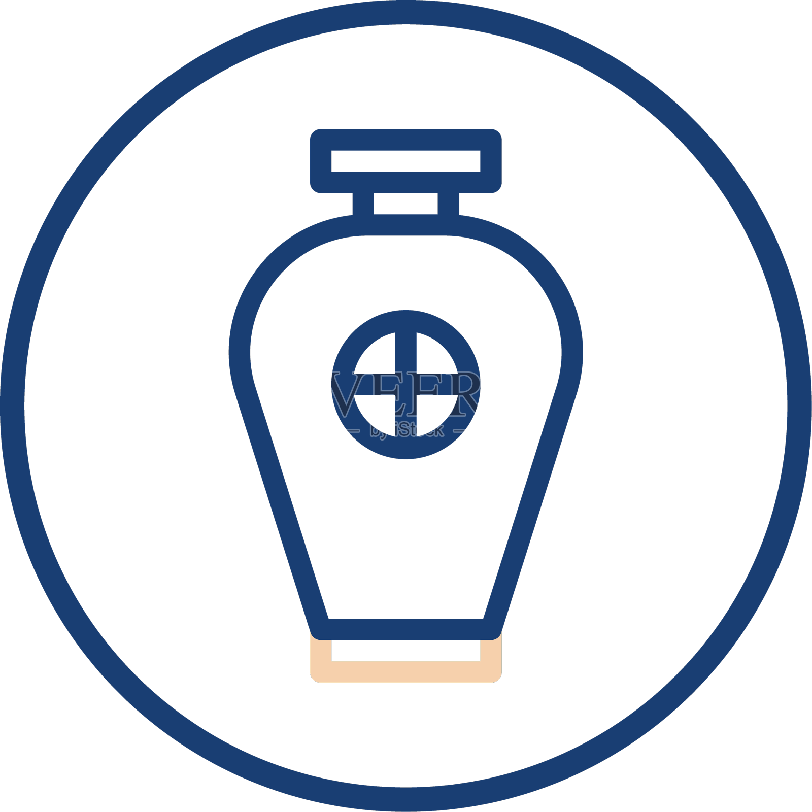 罐子图标线条圆润，米黄色，蓝色中文设计元素图片