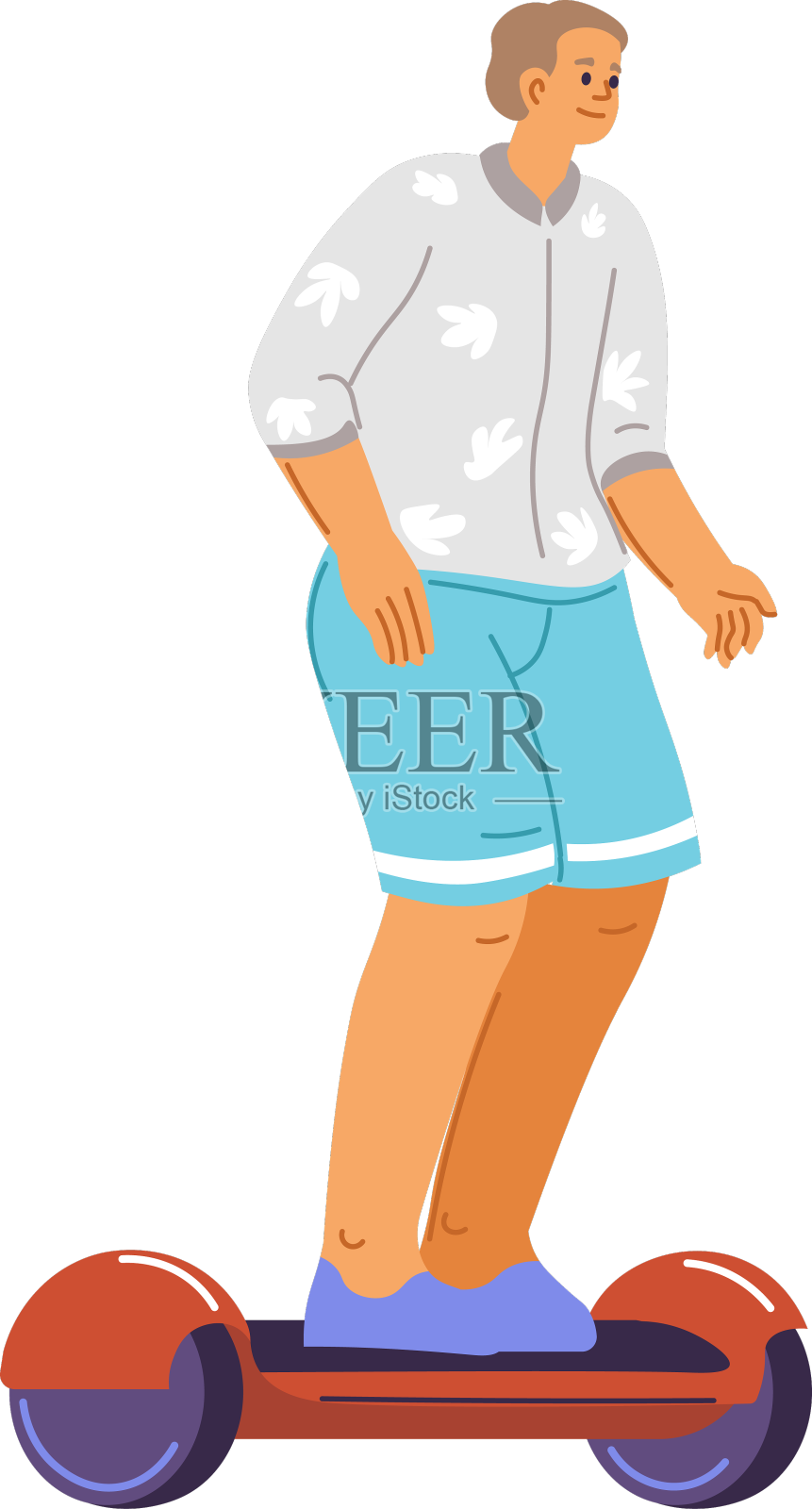 骑在悬浮滑板上的男性通勤生态交通工具设计元素图片