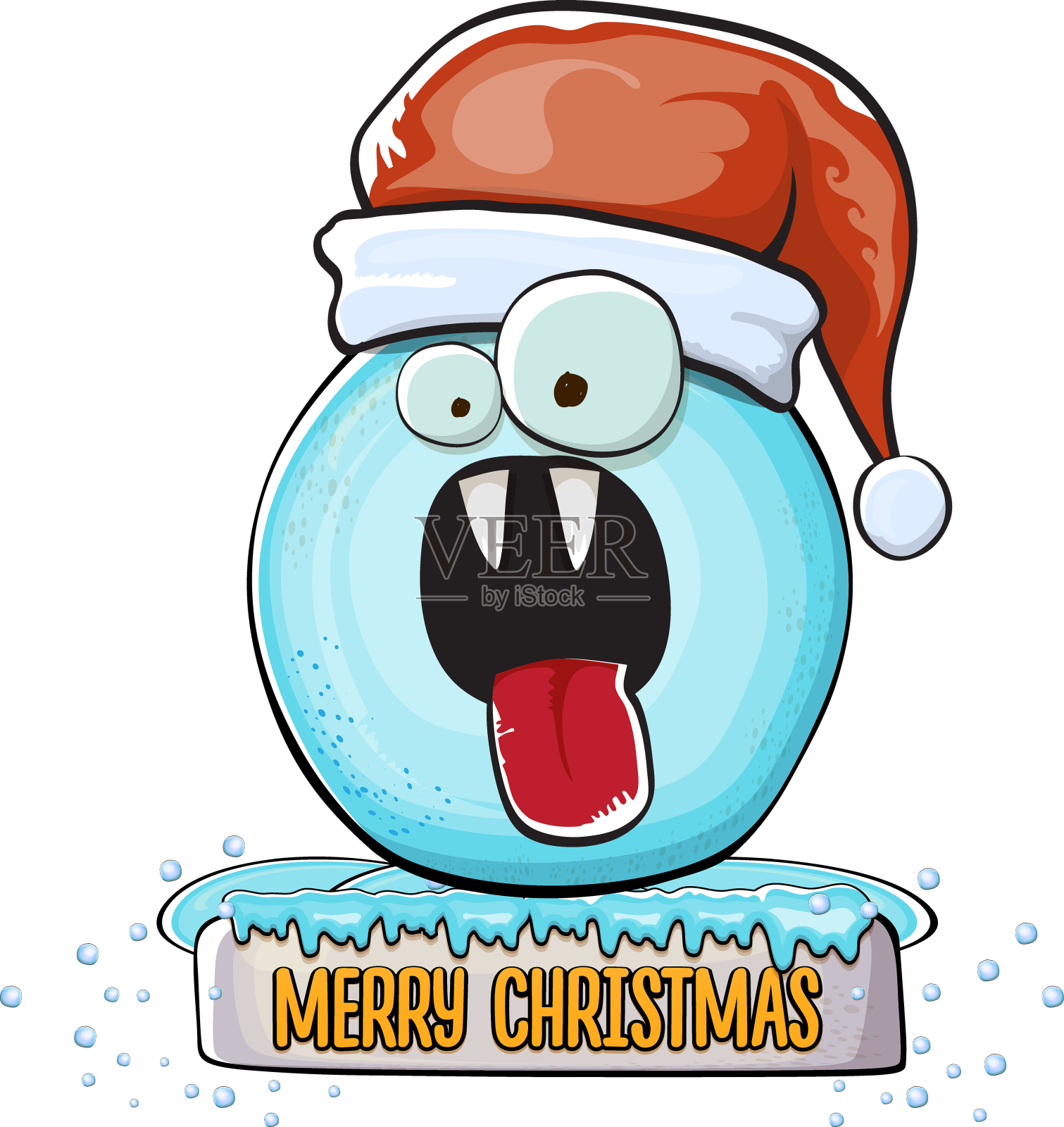 卡通雪球人物与红色的圣诞老人设计元素图片