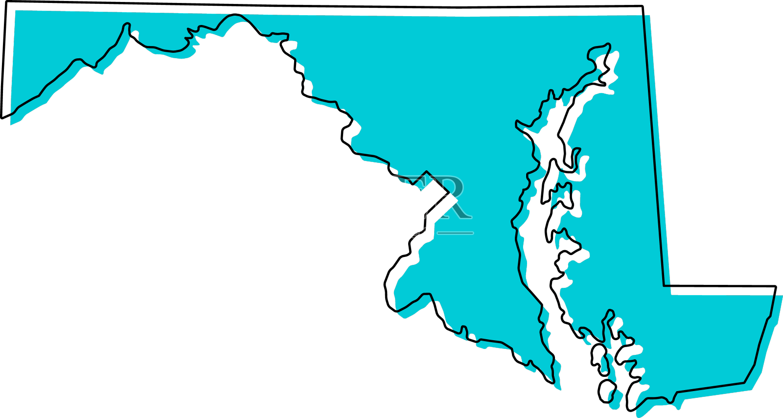 马里兰地图将美利坚合众国绘制成平面设计元素图片