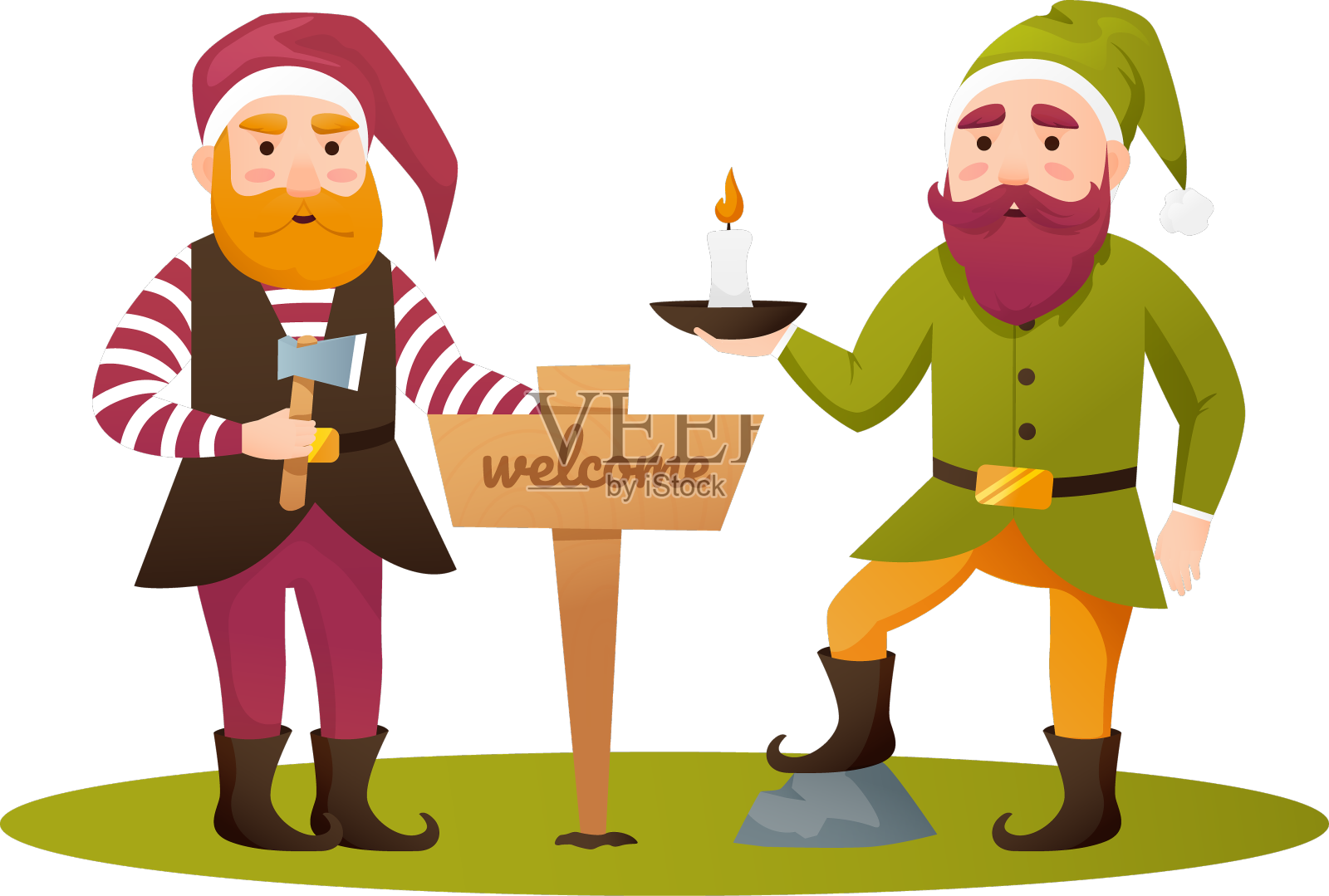 花园侏儒或小矮人设计元素图片