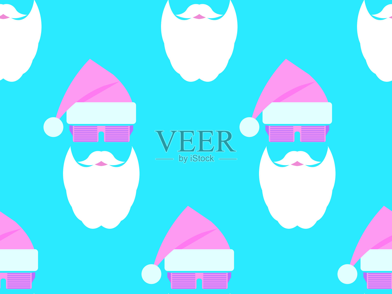 圣诞无缝图案中有圣诞老人插画图片素材