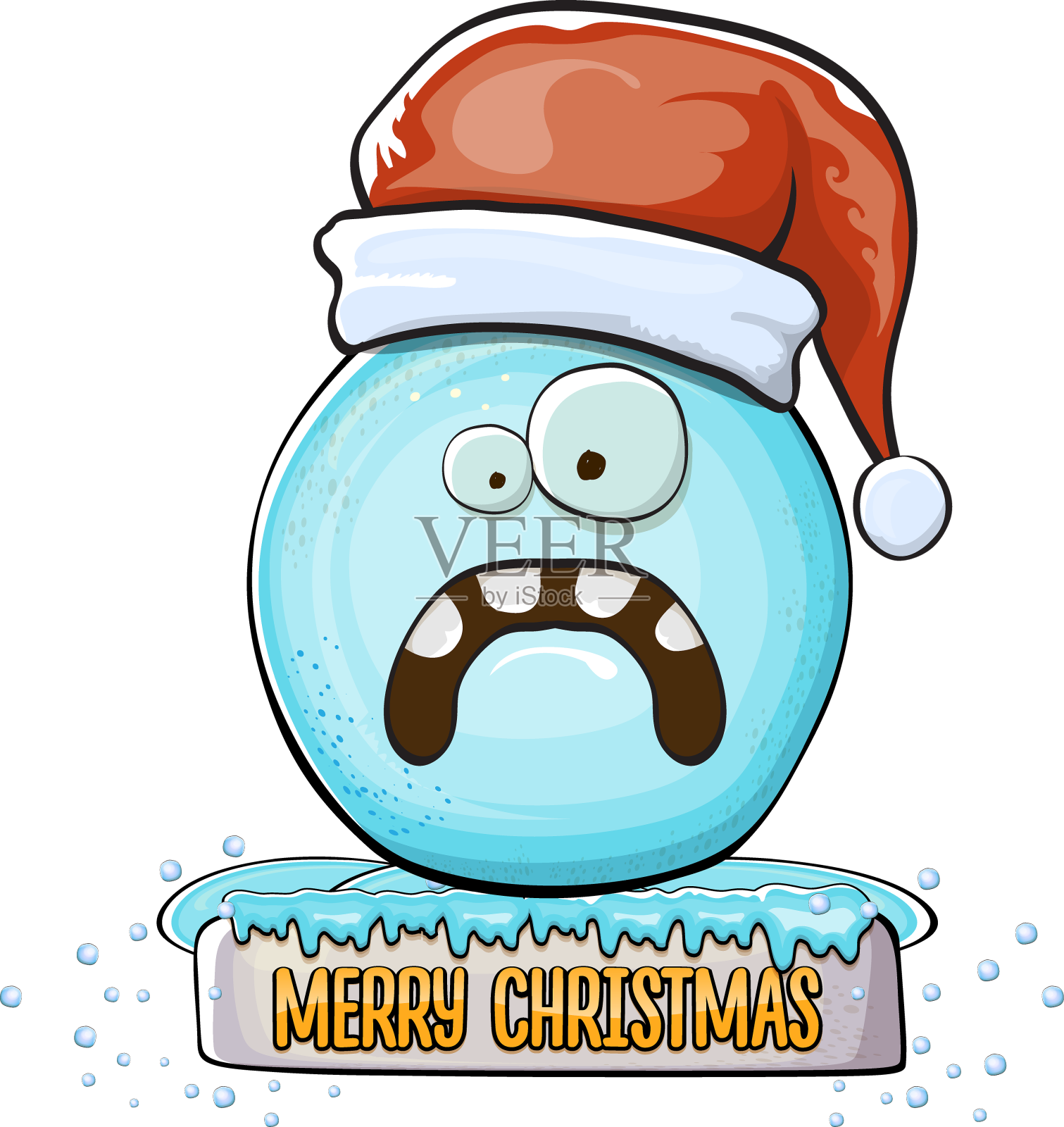 卡通雪球人物与红色的圣诞老人设计元素图片