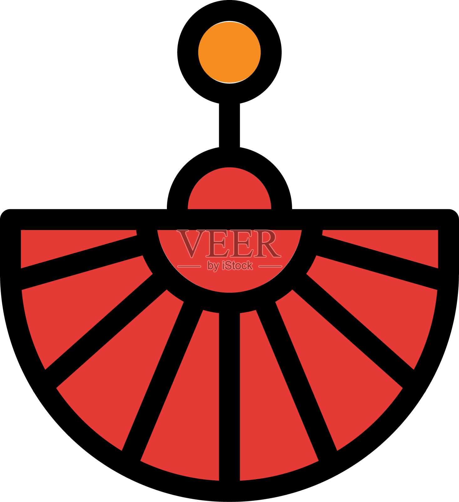 风扇图标彩色轮廓红色橙色设计元素图片