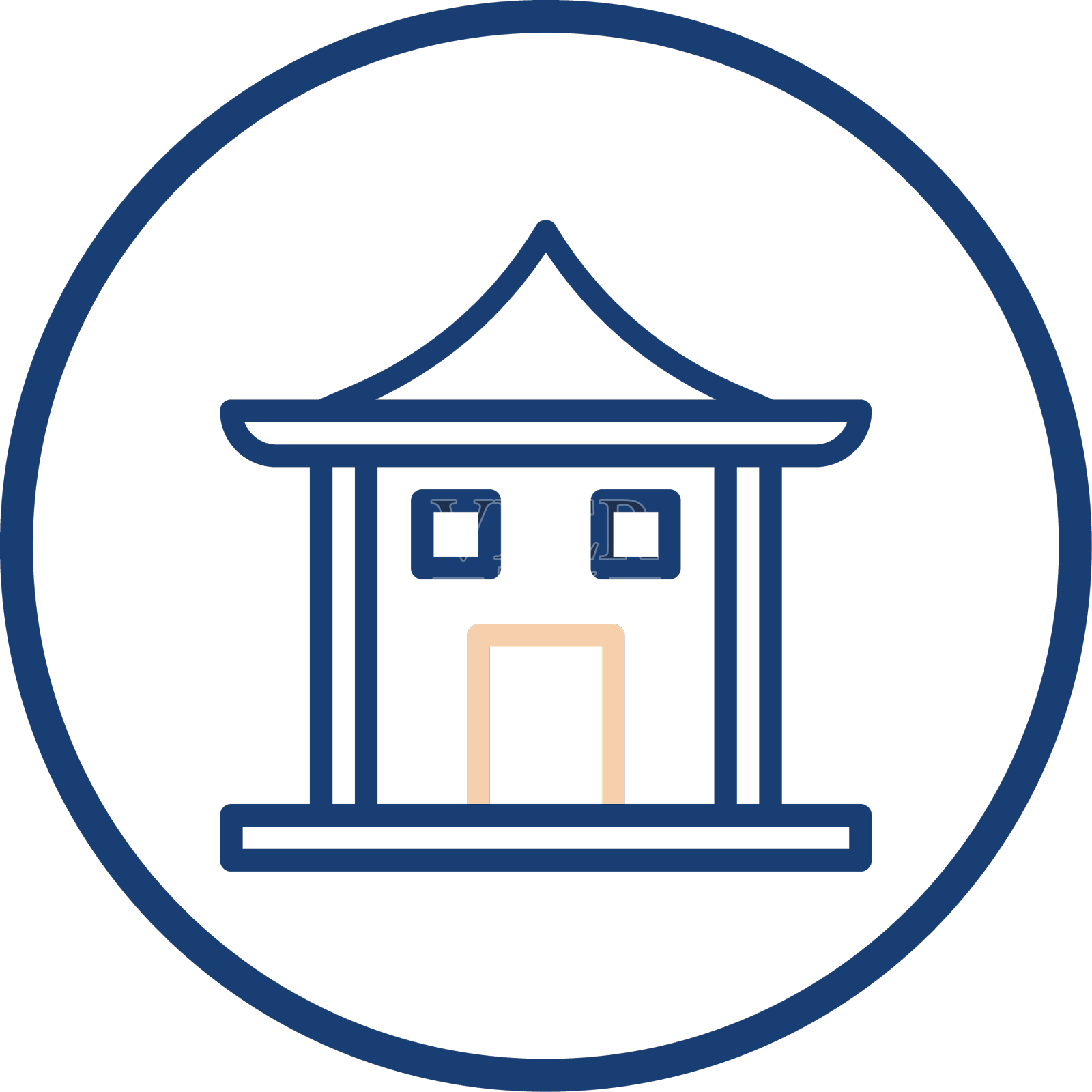 拱门图标线条圆润，米黄色，蓝色中文设计元素图片