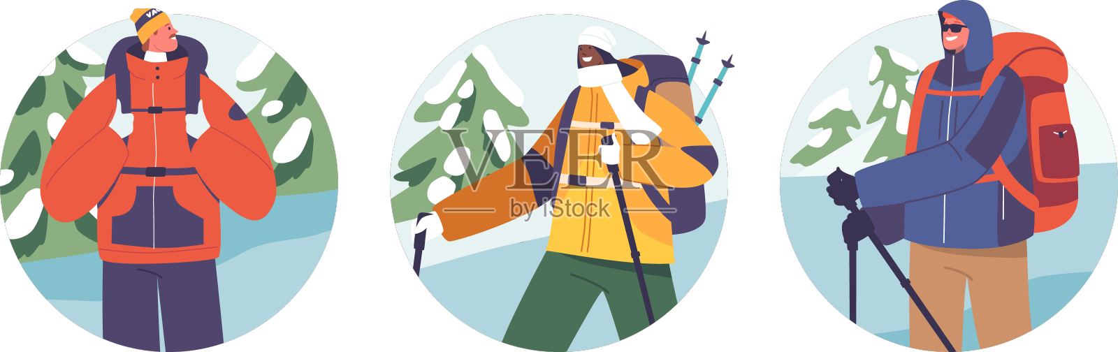 孤立的圆形图标或头像与冒险设计元素图片