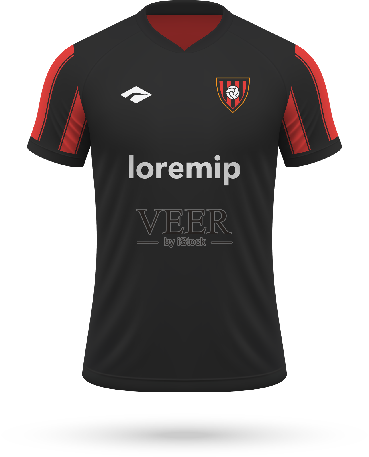 3d逼真的足球球衣衬衫模板设计元素图片