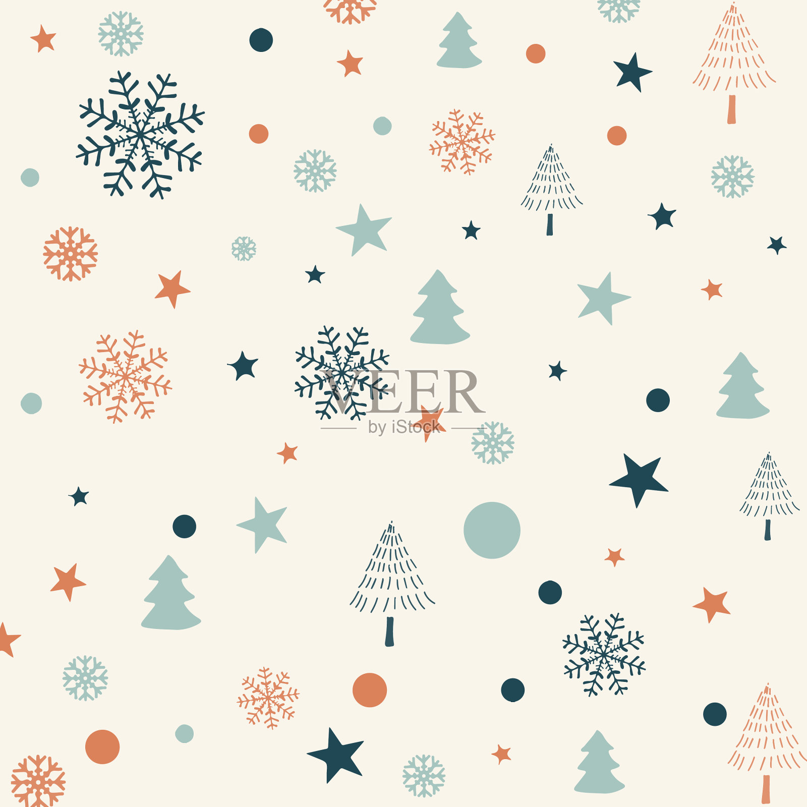 装饰圣诞背景与复古风格插画图片素材