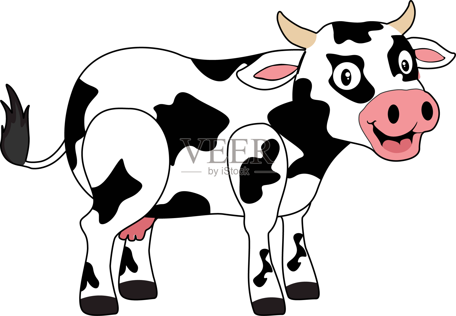 一个可爱的奶牛侧面与微笑的嘴设计元素图片