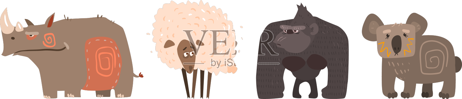 有趣的动物和喜剧人物设计元素图片