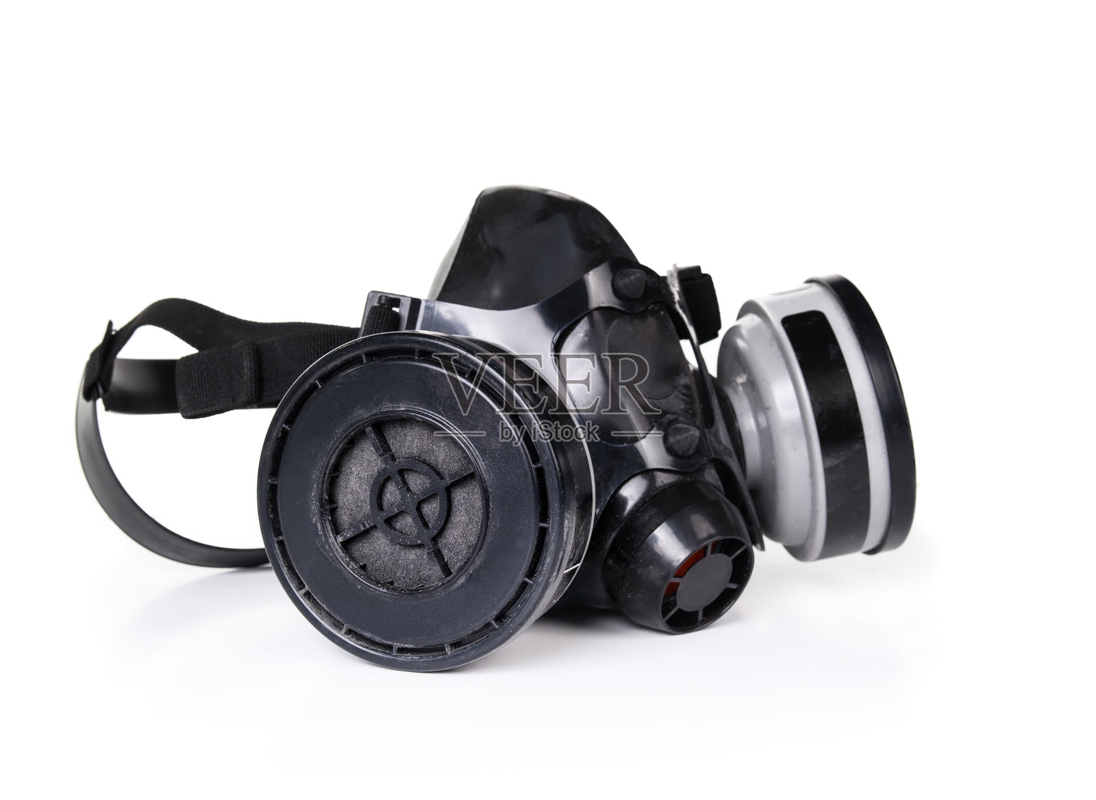 带滤筒的隔离半防毒面具照片摄影图片