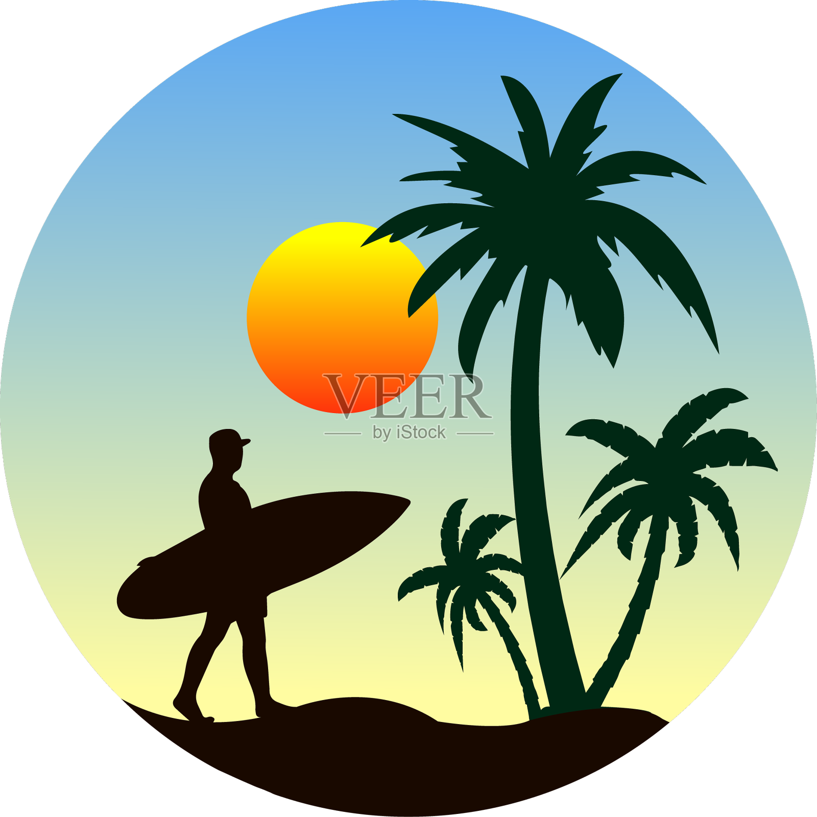 冲浪t恤设计夏日天堂设计元素图片