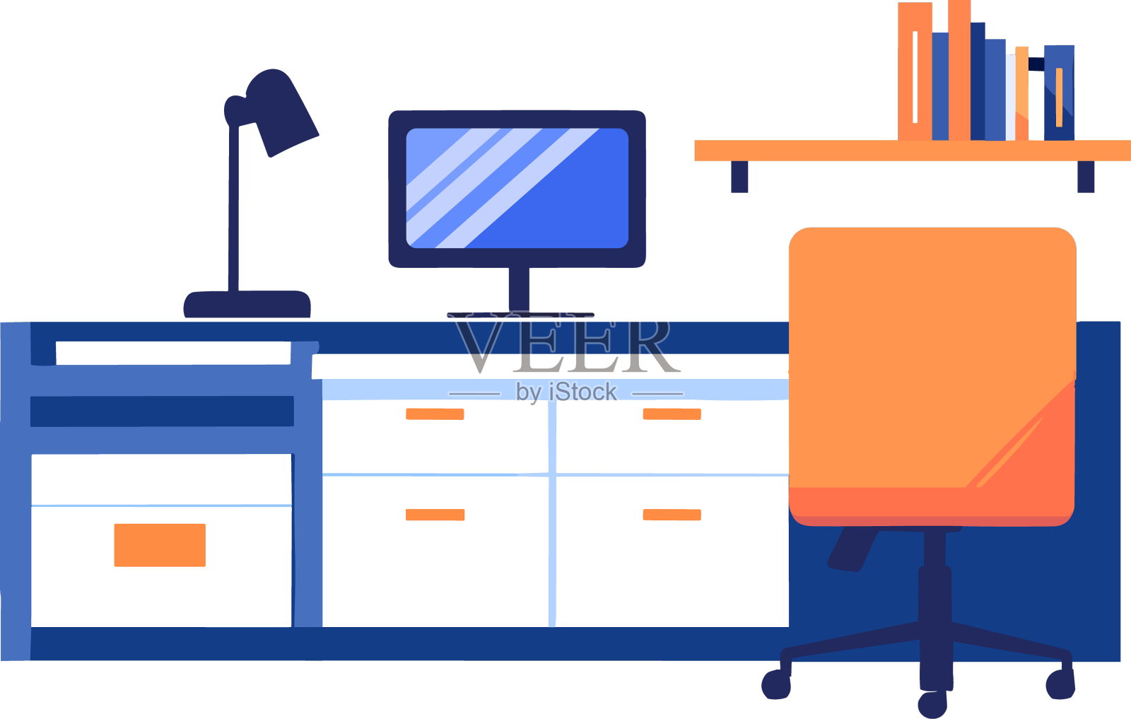 手工绘制工作台在车间工作设计元素图片