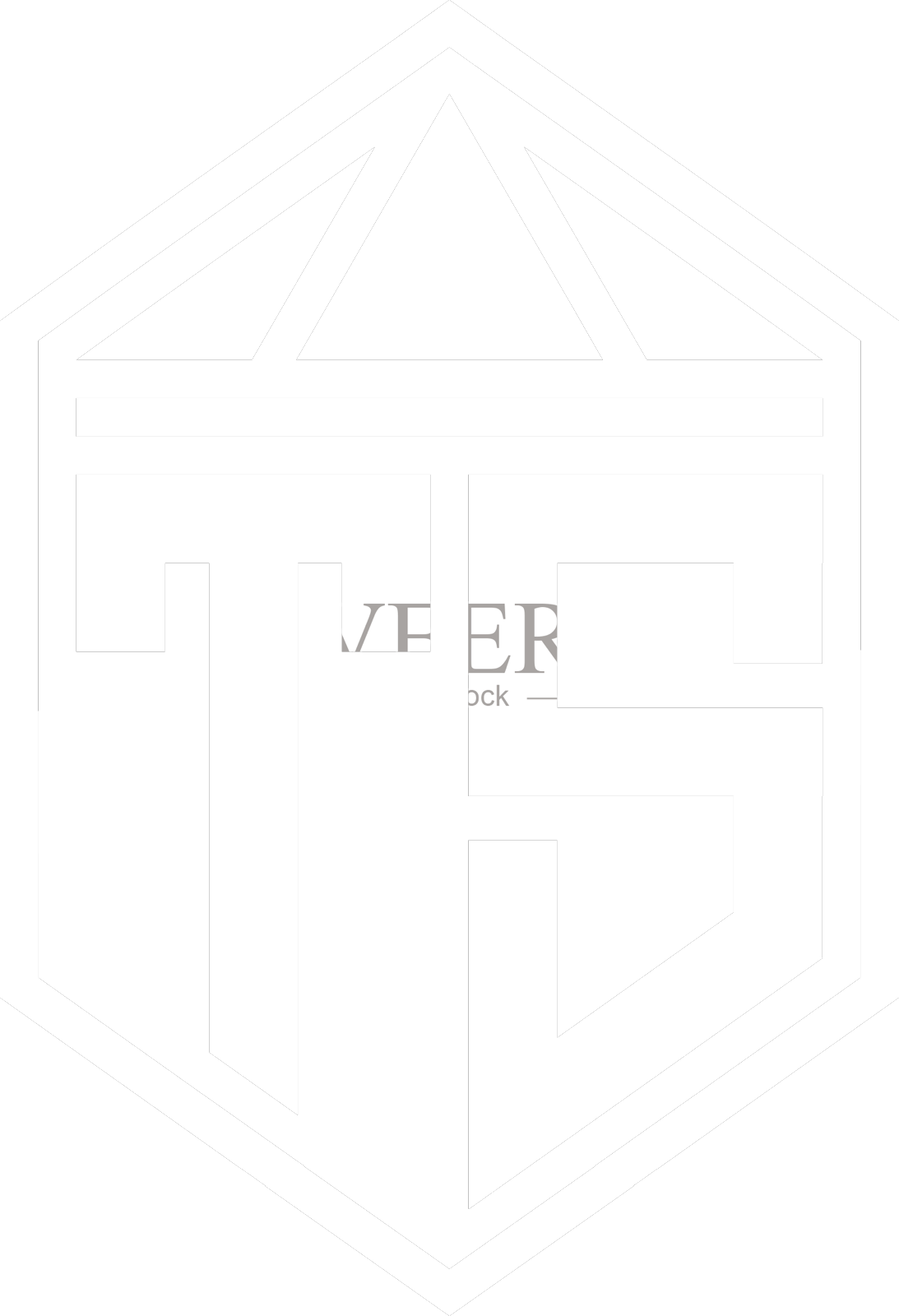 t字母标志与六角形盾形字母交织设计元素图片