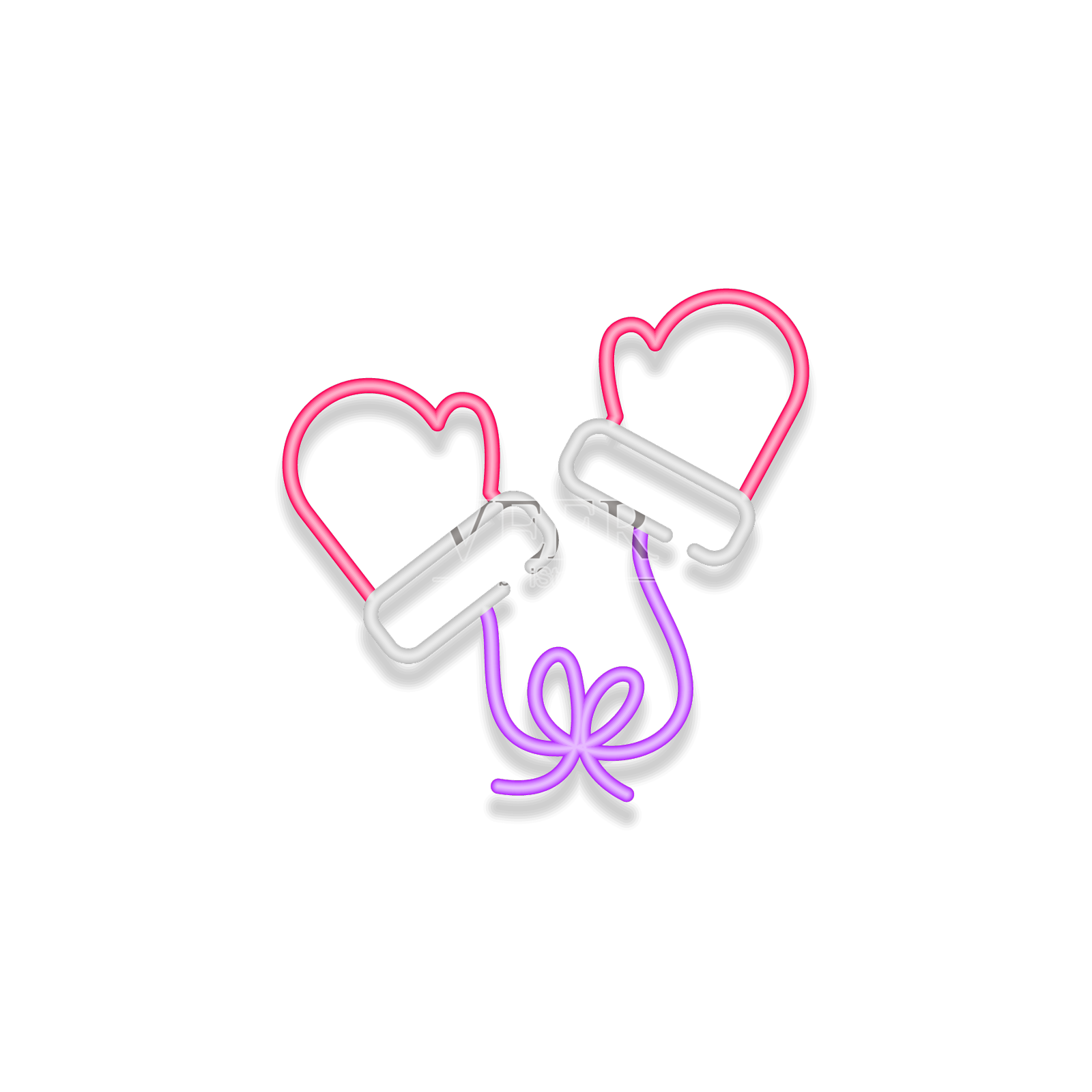 圣诞手套图标霓虹光背景设计元素图片