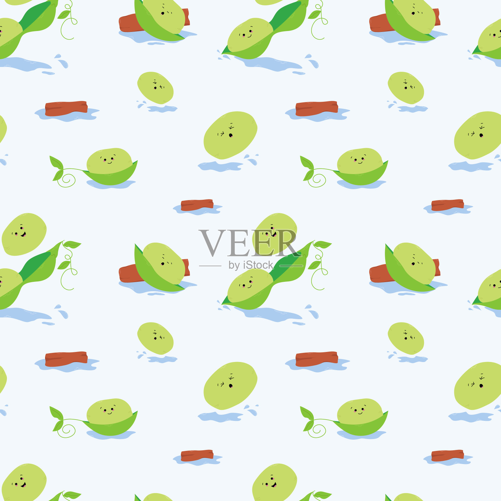 胖胖的青豆人物插画图片素材