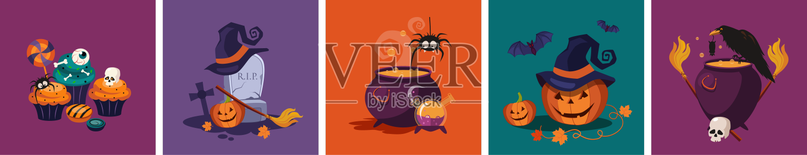 万圣节假期令人毛骨悚然和可怕的对象设计元素图片