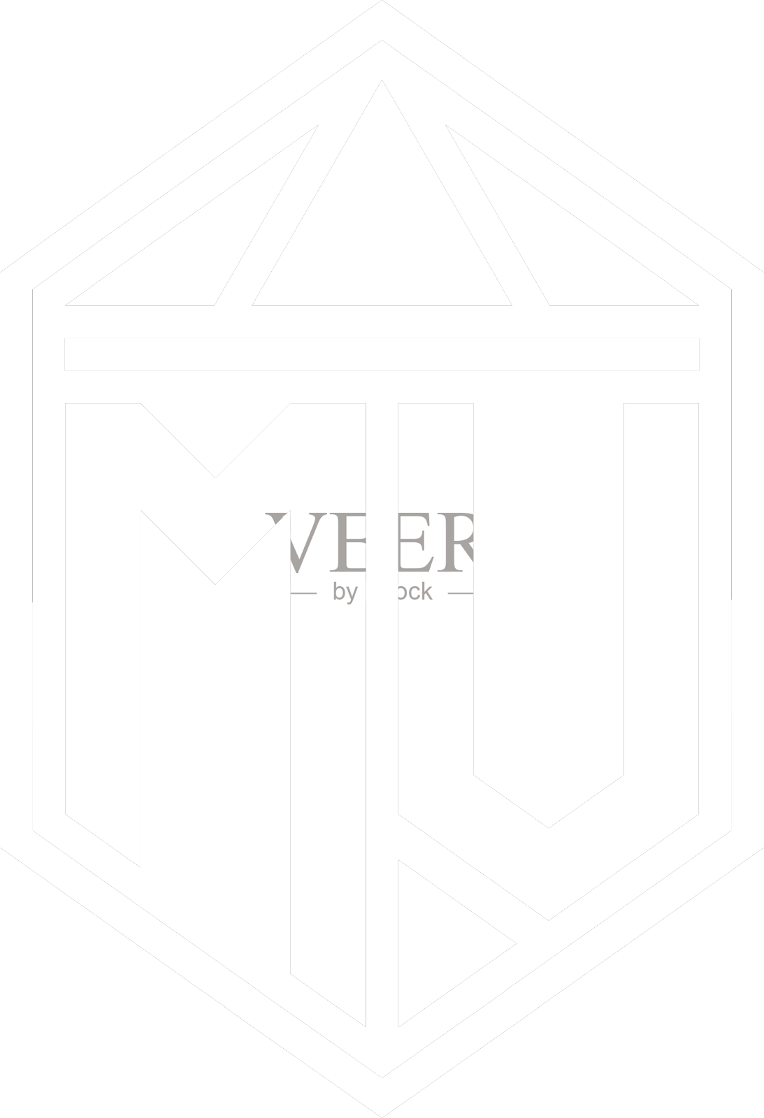 Mv字母标志与六边形盾形字母交织设计元素图片