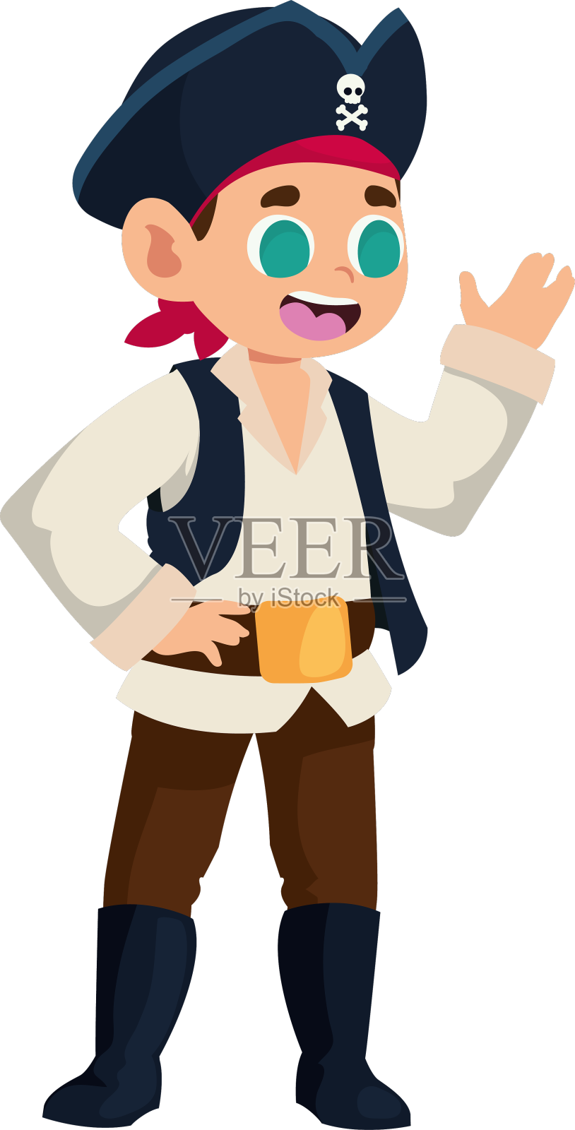 万圣节的孩子伪装成海盗设计元素图片