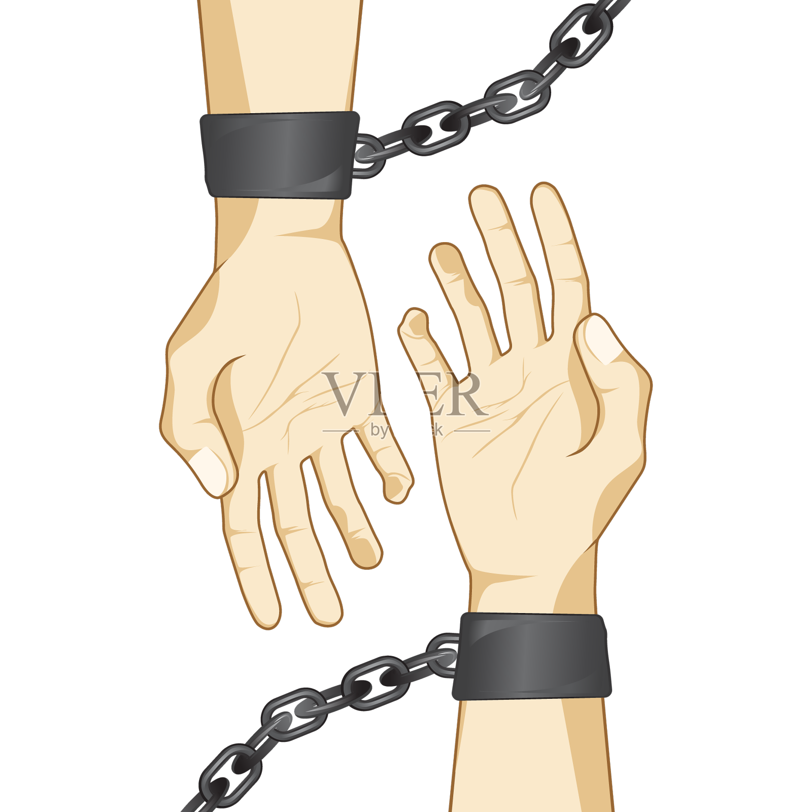 手腕和手都戴着手铐和锁链设计元素图片