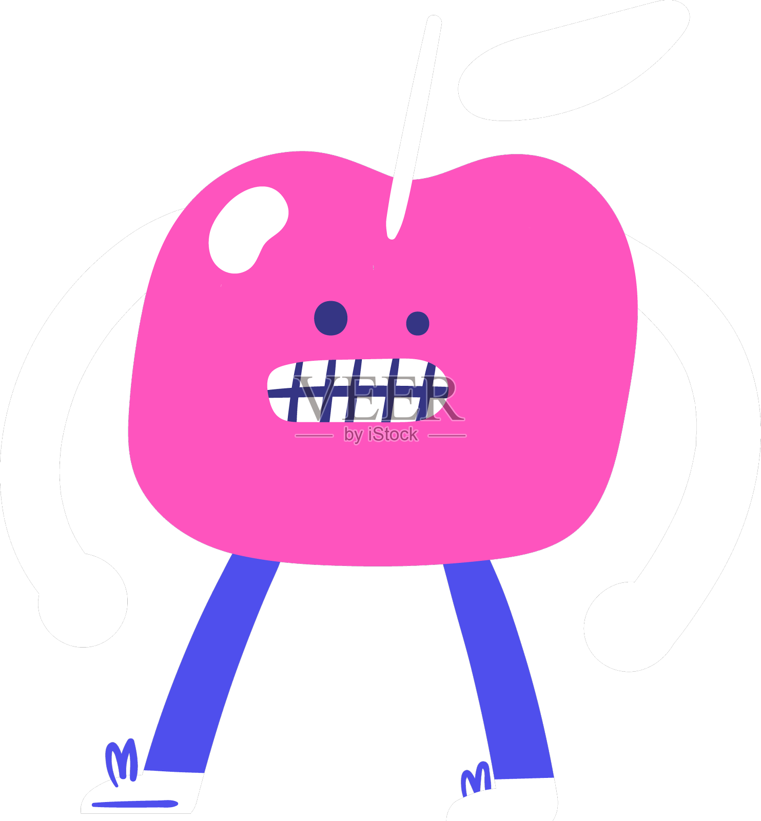 可爱的手绘涂鸦忧郁的苹果吉祥物设计元素图片