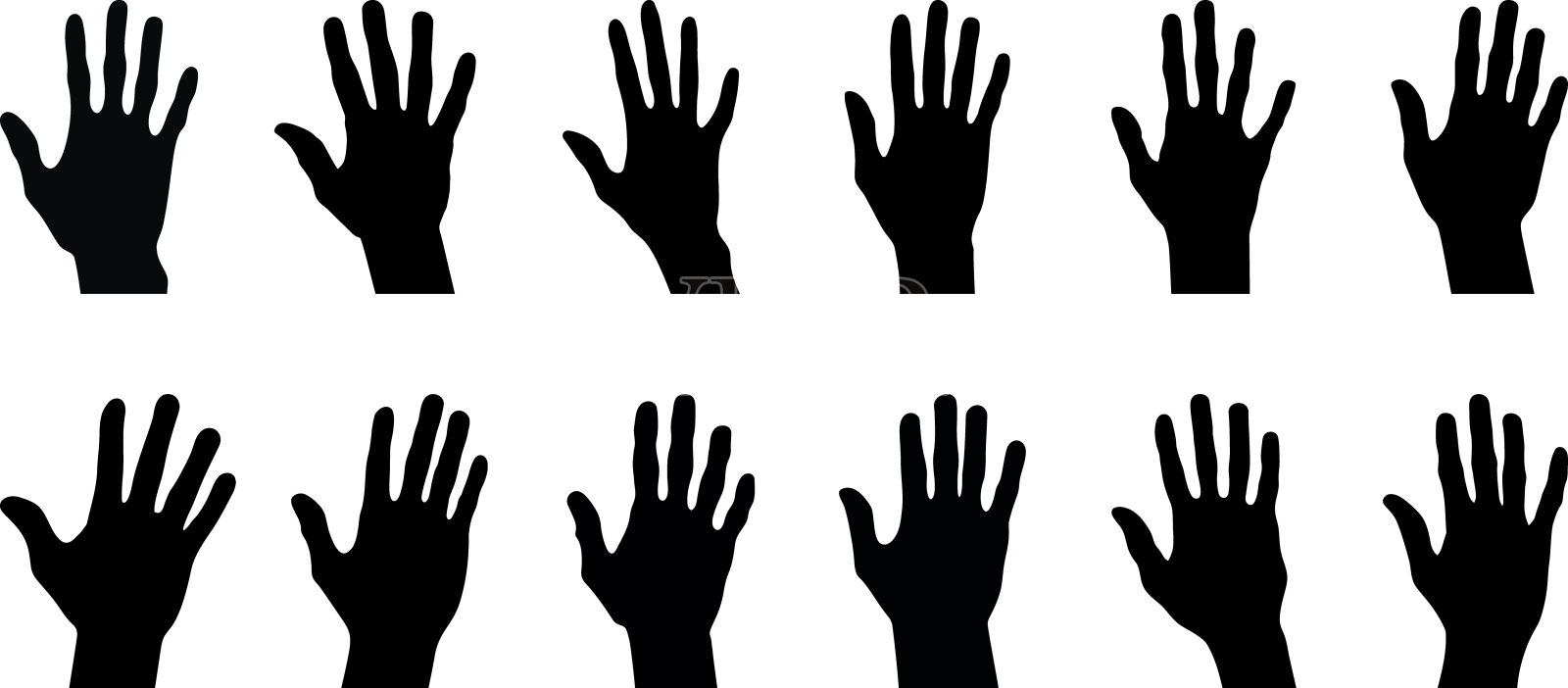 手图标集剪影人的手的人设计元素图片