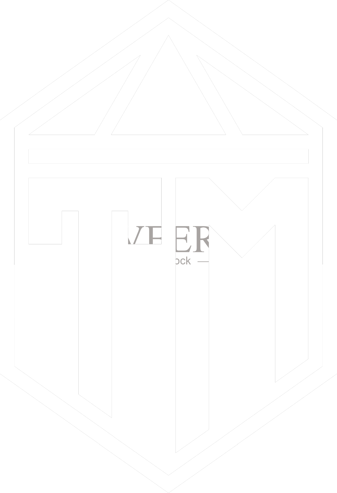 Tm字母标志与字母组合的六角形盾牌形状设计元素图片