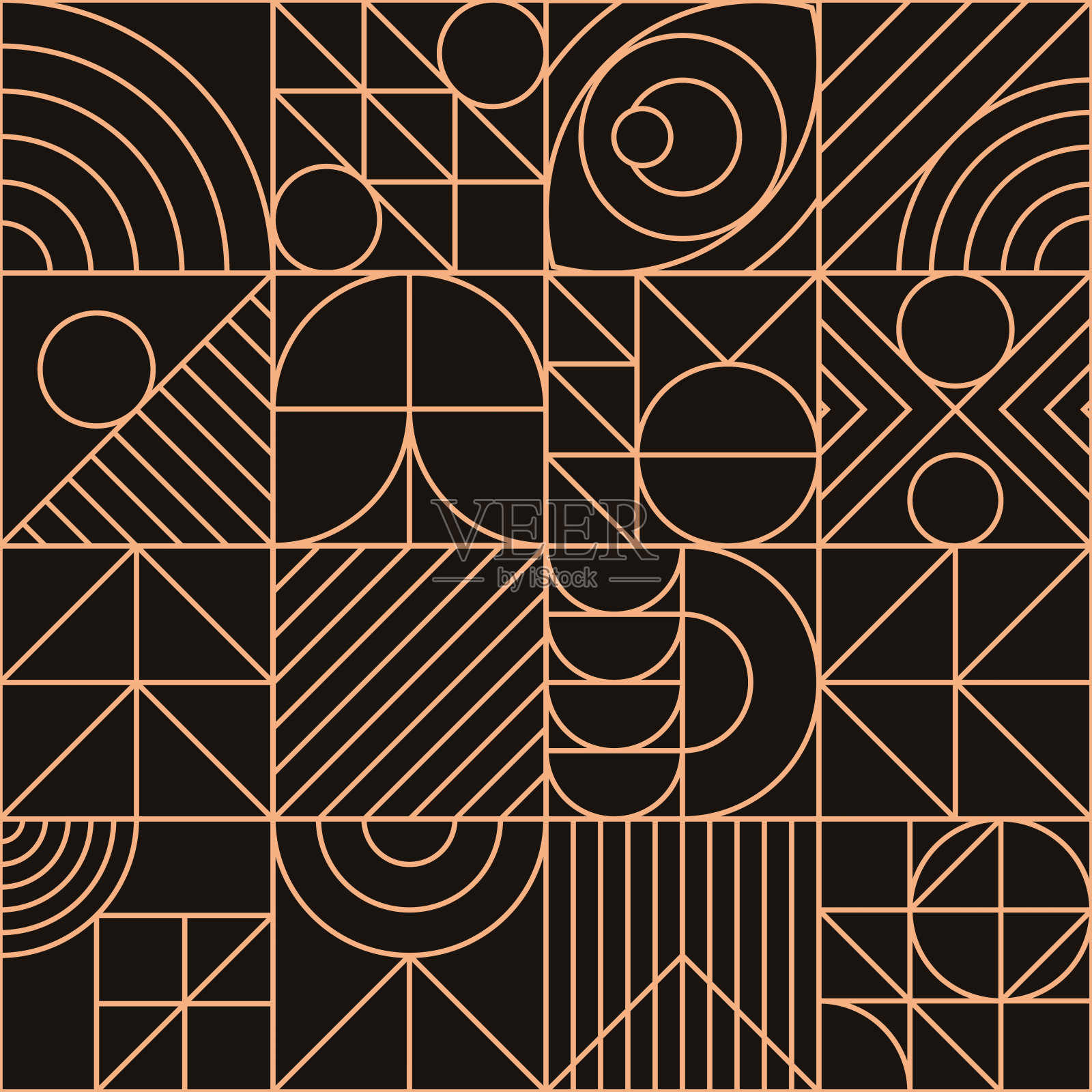 几何图案金线最小20年代包豪斯风格插画图片素材