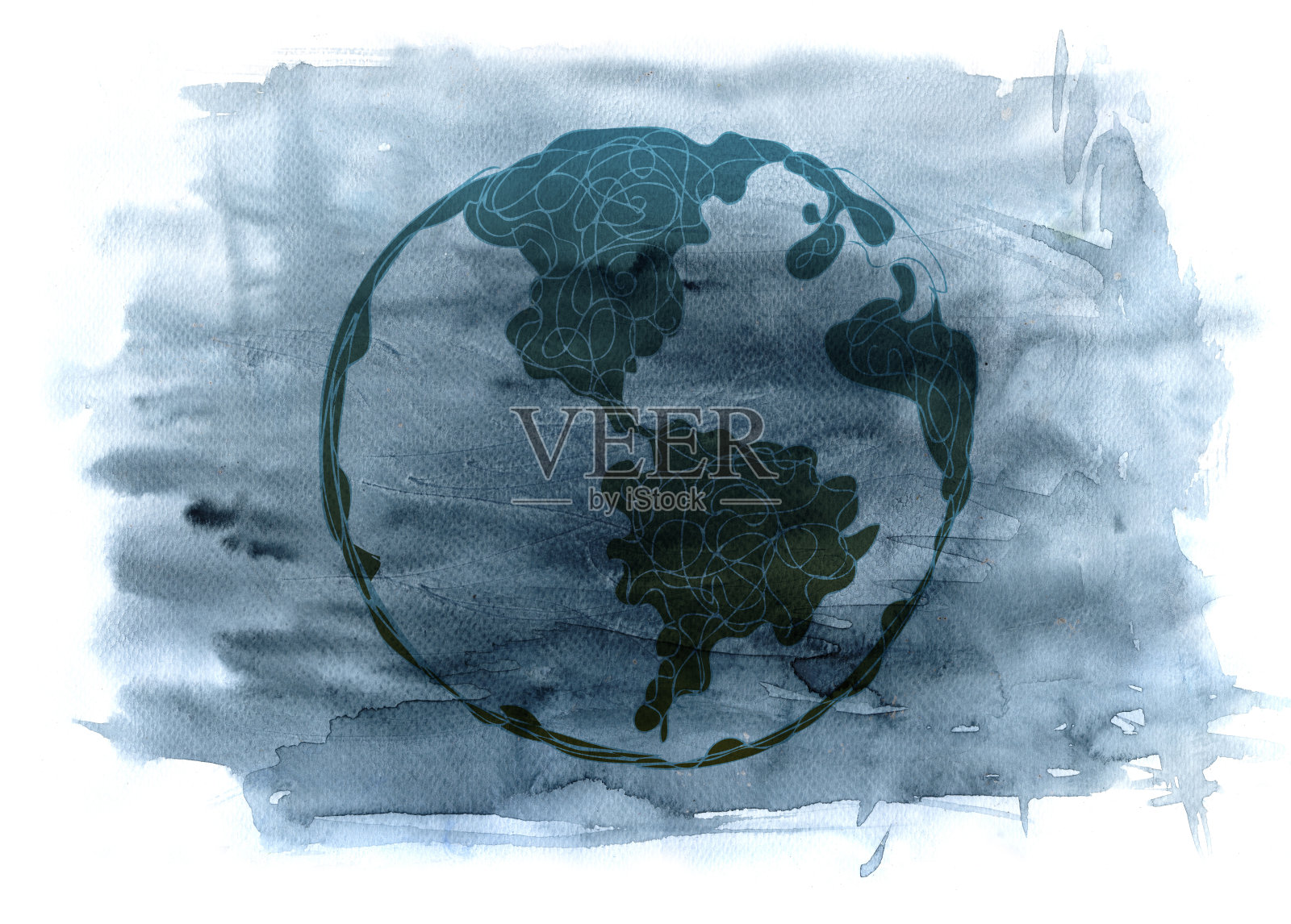 靛蓝色的地球插画图片素材