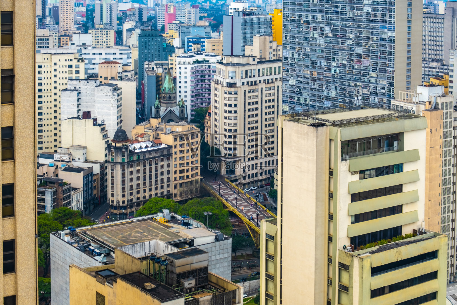 巴西圣保罗市中心建筑物的鸟瞰图照片摄影图片
